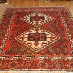5' 0" x 6' 10" Red and Navy Anatolia Semiantique Turkish Rug (WOO