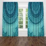 Turquoise Window Curtains Boho Decor Mandala Hippie Gypsy | Et