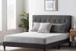 Amazon.com: LUCID Upholstered Bed with Square Tufted Headboard .