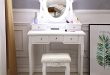 Amazon.com: Vanity Table Set,White Makeup Dressing Table with Oval .