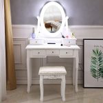 Amazon.com: Vanity Table Set,White Makeup Dressing Table with Oval .