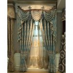 Blue Damask Embroidery Chenille Thermal Vintage Curtains for .