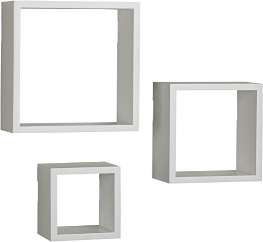 Amazon.com: Melannco Floating Wall Mount Square Cube Shelves, set .