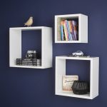 Set of 3 wall mounted high gloss floating storage cubes | Floating .