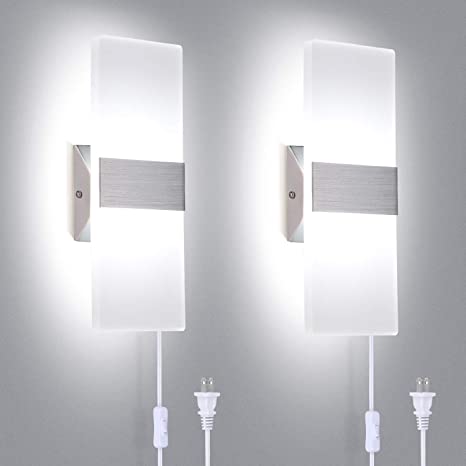 TRLIFE Modern Wall Sconces Set of 2, Plug in Wall Sconces 12W .