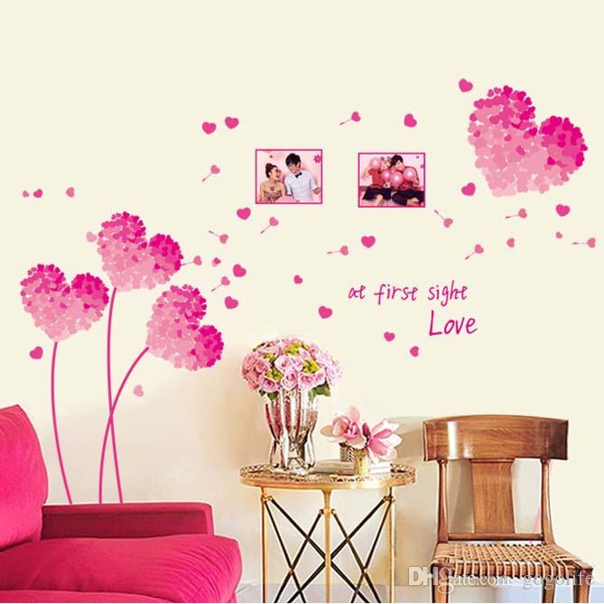 Pink Love Wall Sticker Living Room TV Background Wall Bedroom .