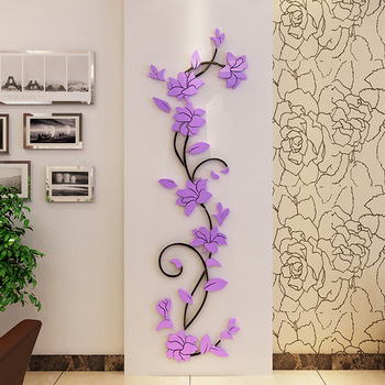 Rose Acrylic 3d Crystal Decals Living Room Background Wall Flowers .