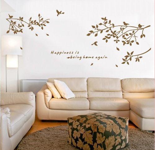 Black White Coffee Birds On The Tree Branch Wall Decal Art Sticker .