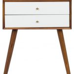Finco Two Drawer Wood Nighstand Side Table - Midcentury .
