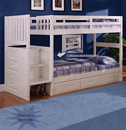 Amazon.com: Discovery World Furniture White Staircase Bunk Bed .