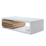 Noble House Rectangular Glossy White and Wood Brown Rotatable .