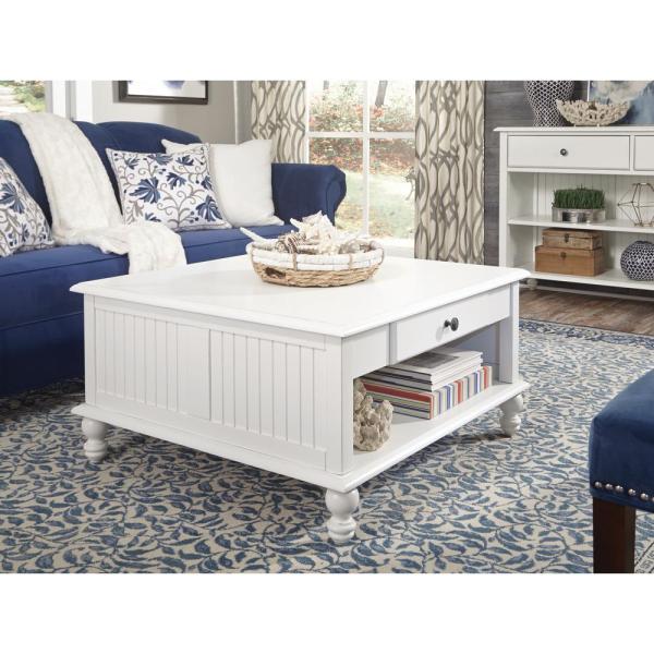 International Concepts Cottage Beach White Square Coffee Table .