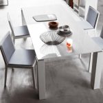White Lacquer Dining Table Design, White Block Dining Table by Go .