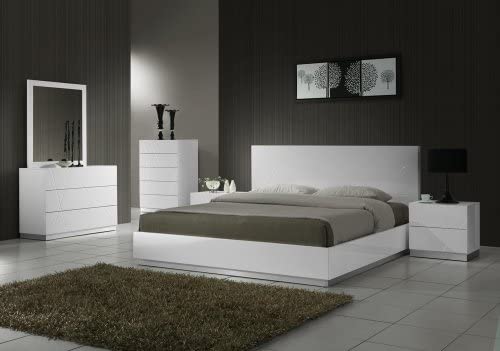 Amazon.com: J&M Furniture Naples Modern White Lacquered Bedroom .