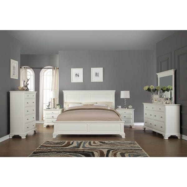 Shop Laveno 012 White Wood Bedroom Furniture Set, Includes King .