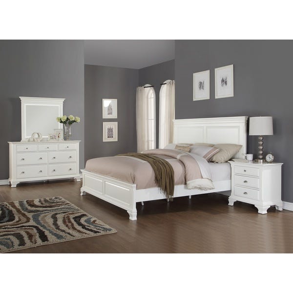 Shop Laveno 012 White Wood Bedroom Furniture Set, Includes Queen .