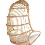 Kouboo Hanging Rattan Swing Chair with Seat Cushion, Natural Color .