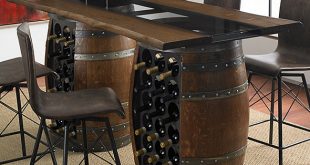 Loire Double Wine Barrel Gathering Table With Glass and Wood T