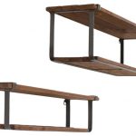 2-Piece Recycled Wood and Metal Shelves Set - Industrial - Display .