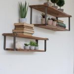 Set of 2 recycled wood and metal shelves | Wood, metal shelves .