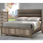 Matteo Light Grey Wood Full Bed w/ Upholstered Headboard by .