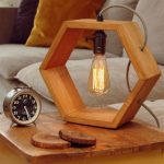 Wooden handmade Vintshop hexagon design table lamp with Edison .