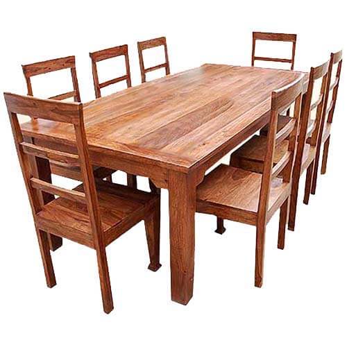 Rustic Furniture Solid Wood Dining Table & Chair S