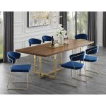 Inspired Home Davian 94.5 in. Walnut Wood Veneer Dining Table with .