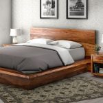 California Modern Solid Wood King Size Platform Bed Frame 3pc .