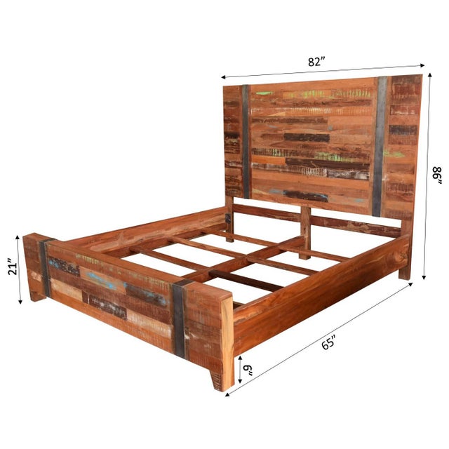 Valery Rustic Wooden King Size Bed | Chairi