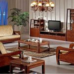 Traditional wooden living room furniture sets with TV and hanging .