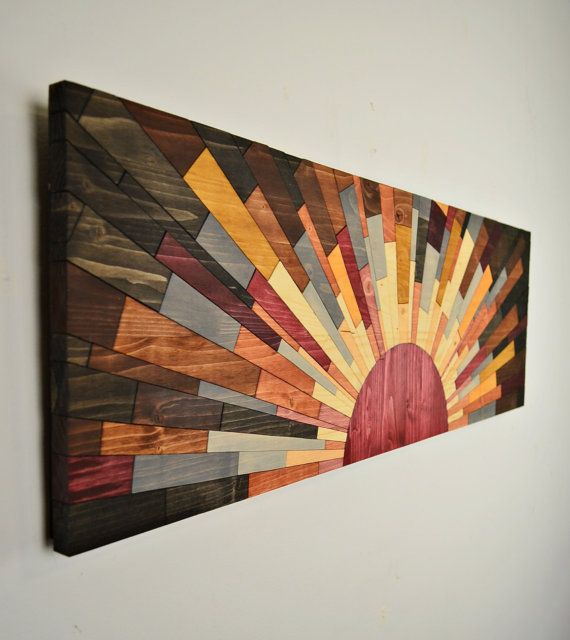 Wood wall art - "EDGE of THE DAY" 36x12 - wall art handcrafted by .
