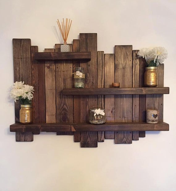 Floating distressed shelves wall mounted shelf rustic | Et