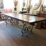 French Wrought Iron and Parquet Dining Tab