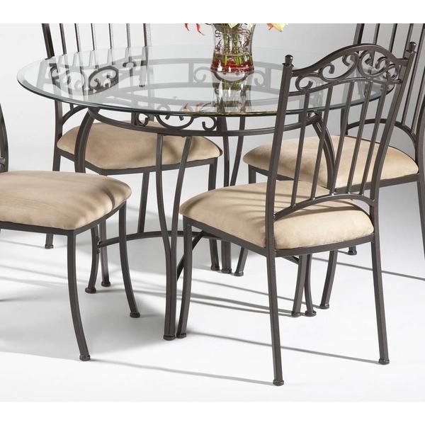 Shop Somette Round Wrought Iron Glass Top Dining Table - Overstock .