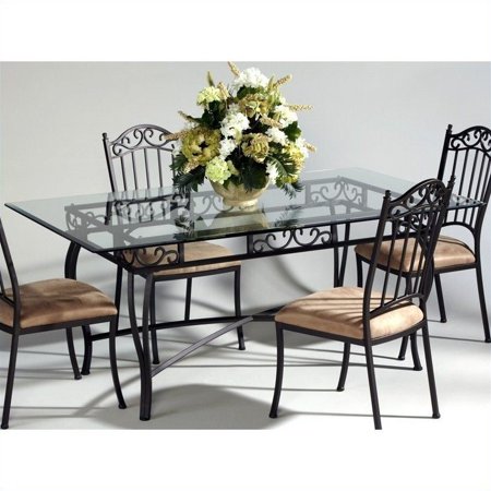Chintaly Rectangular Glass Top Wrought Iron Dining Table in .