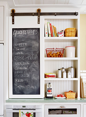 Chalkboard painted kitchen cabinets