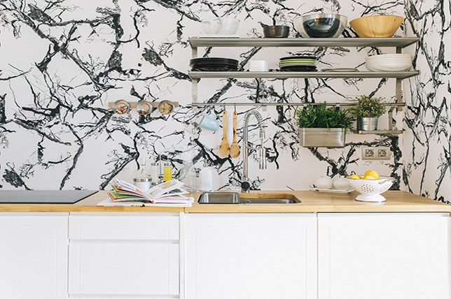 marble effect kitchen wallpaper ideas