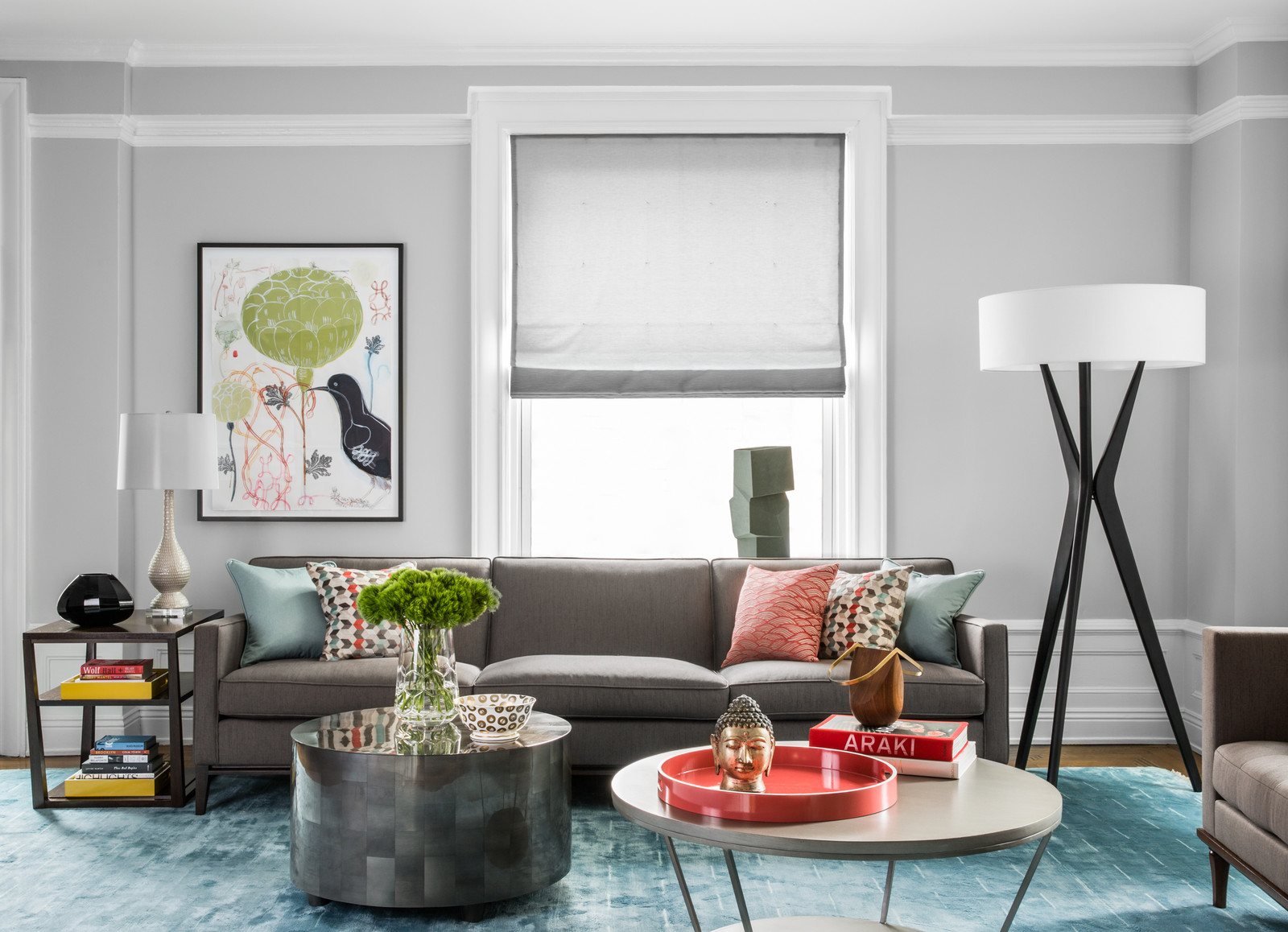 how to style a coffee table with colorful objects