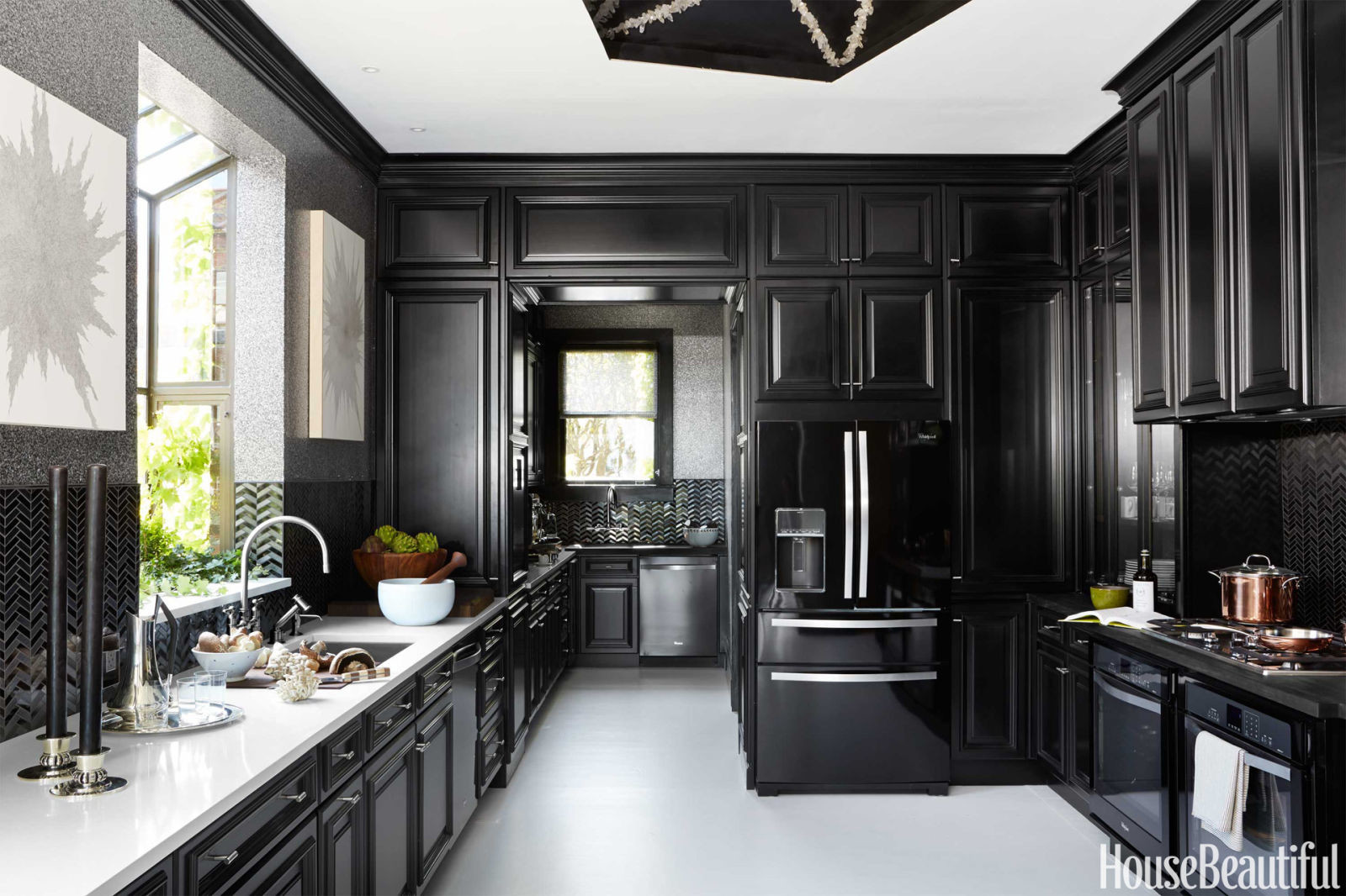 black cabinets traditional kitchen