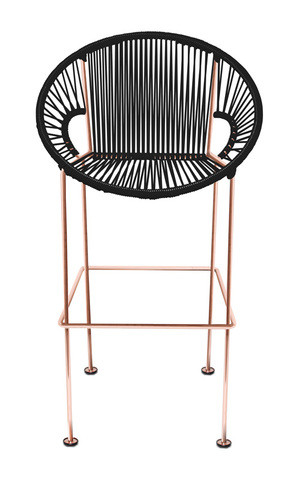 woven black stool copper legs