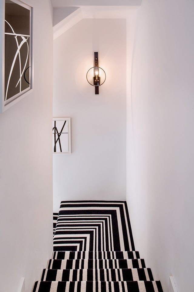 black and white striped stairs