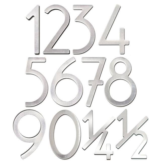 House numbers made of brushed stainless steel