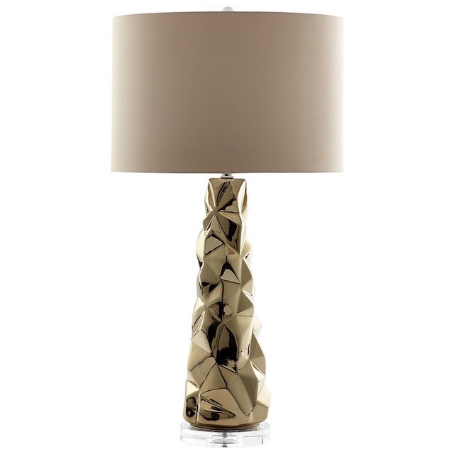 faceted metallic table lamp