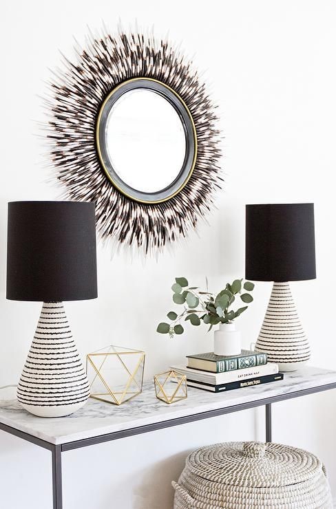 Black and white entrance table