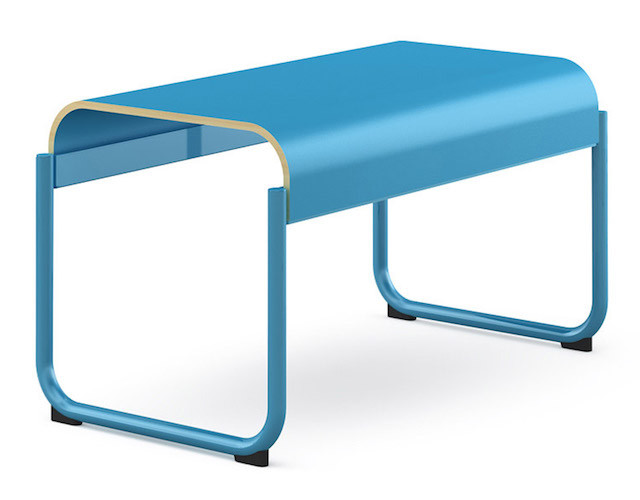 curved blue side table