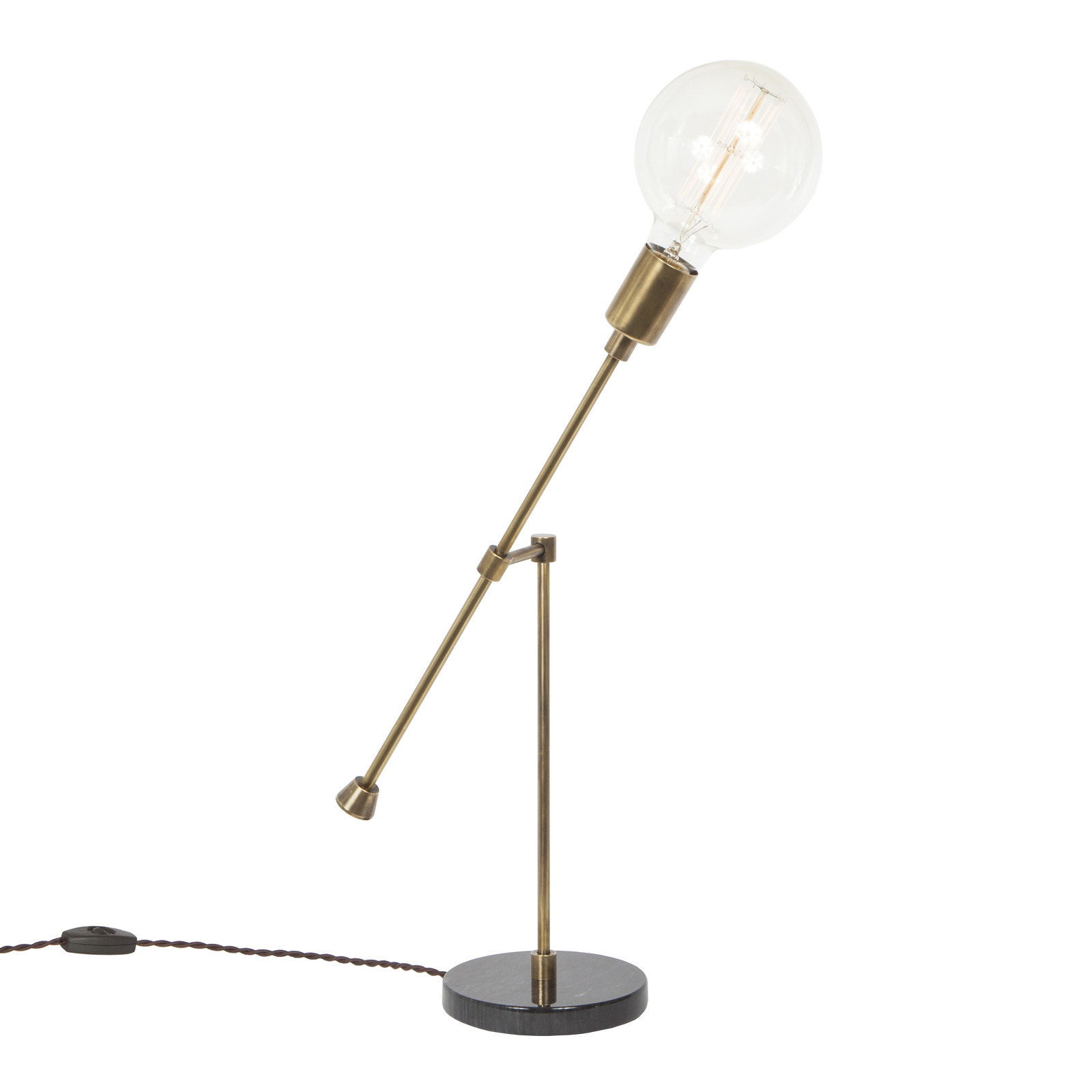 naked incandescent table lamp made of brass
