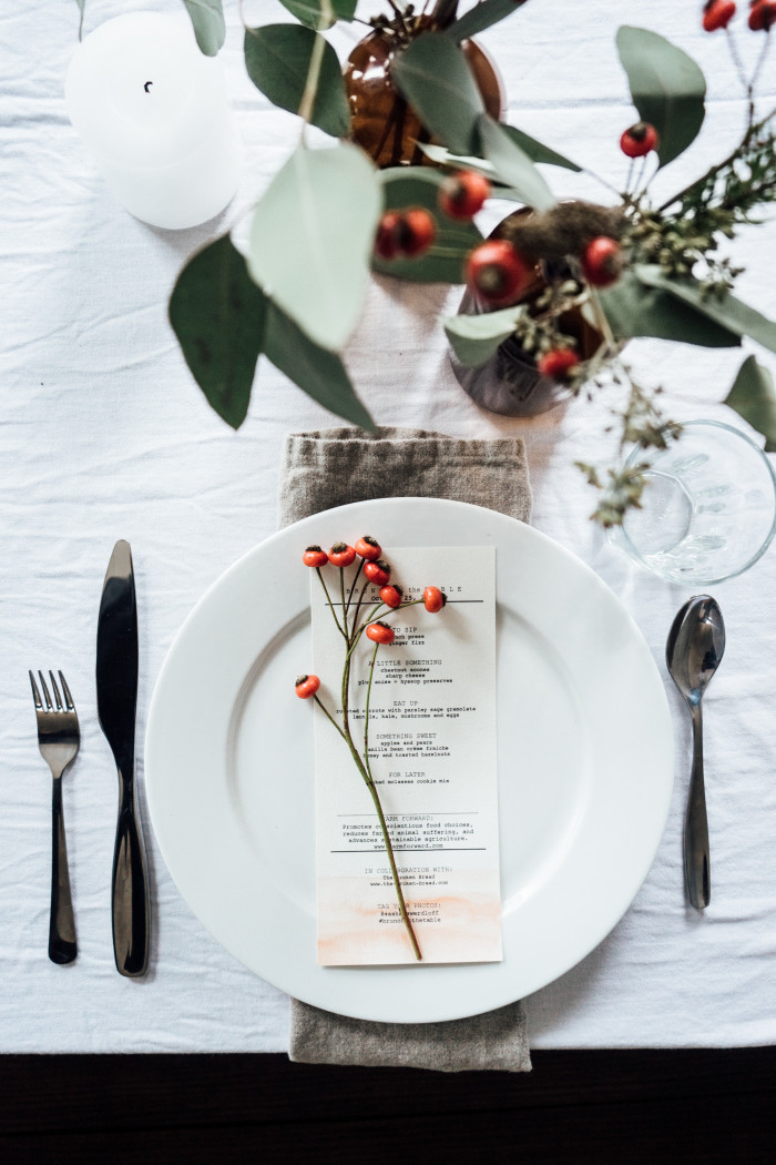 simple white place setting