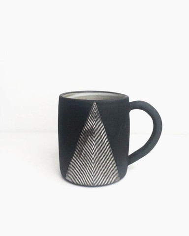 black stoneware mug
