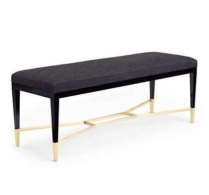 padded bench with brass